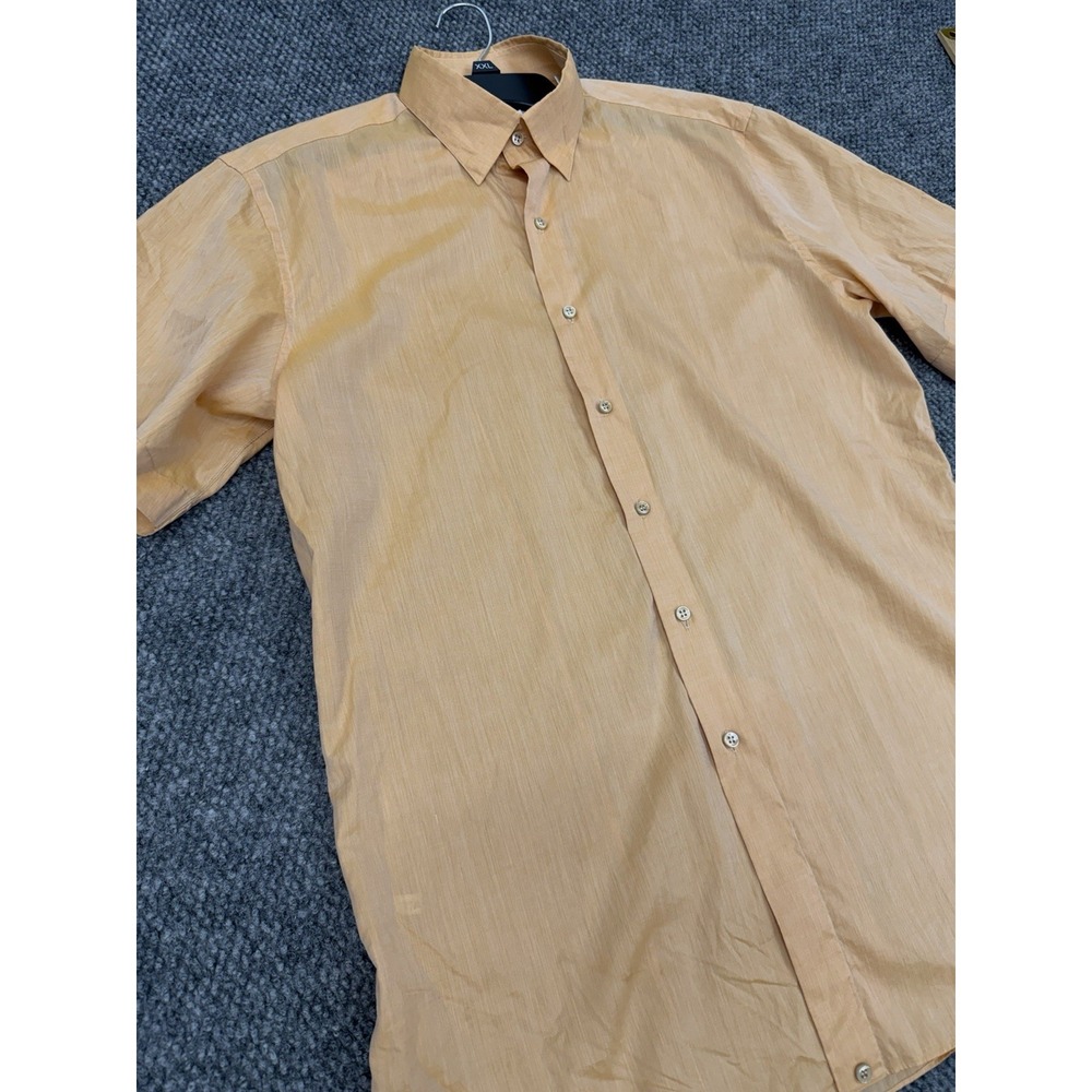 Marol Bologna Men's 42 - 16.5 Orange Short Sleeve Button Shirt Luxury Designer - Picture 3 of 9
